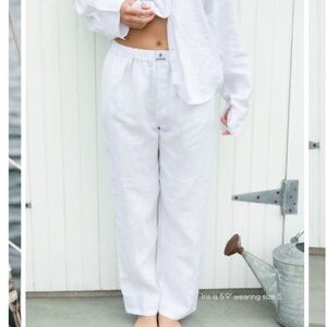 Parke White Linen Boxer Pant
